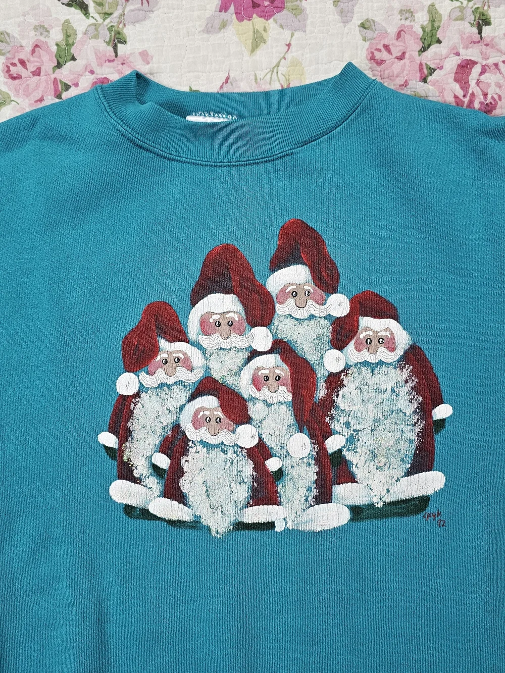 Vintage Tultex Christmas Santa Claus Graphic Crewneck Pullover Sweatshirt XL